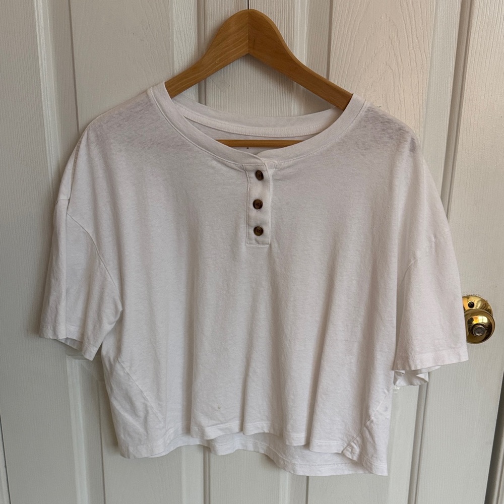 Everlane White Button-Up Crop Top